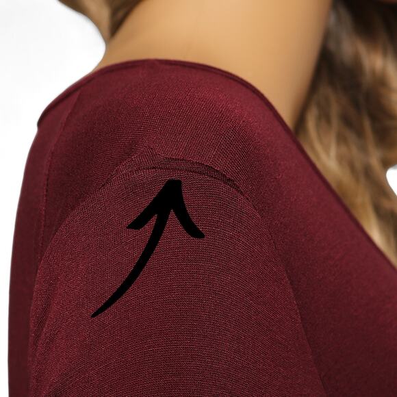 Lush Stitch Fix Maroon Black Colorblock Top Sheer Mixed Media Scoop Neck Size M - Picture 5 of 10